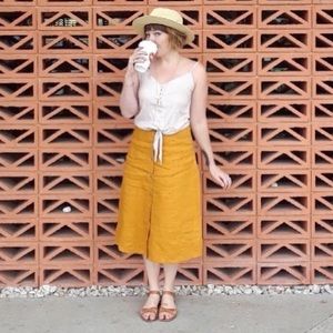 forever 21 contemporary yellow linen blend pencil skirt  Size M